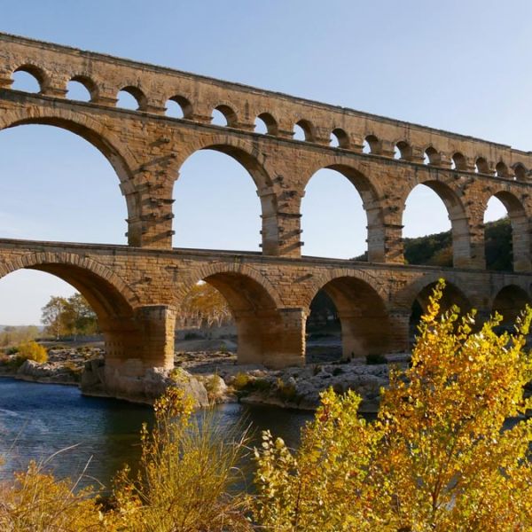 Pont du Gard Roman bridge on Provencal tour of Roman roads