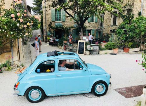 tiny car in French village of Oppede-le-Vieux