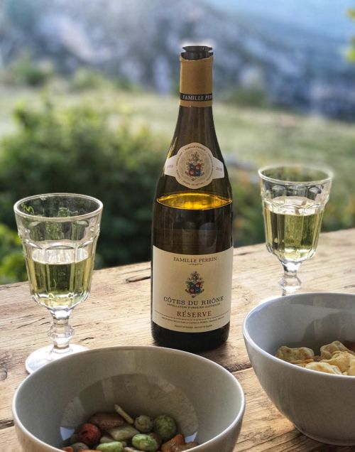 Cotes du Rhone wine with a view