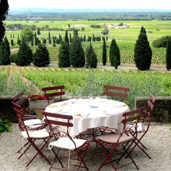 table with view at Chateauneuf-du-Pape