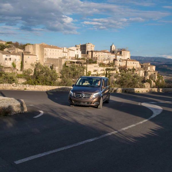 Emily Durand, Your Private Chauffeur Provence with Mercedes van for custom Provence tour in comfort