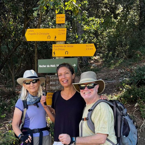 tour guide Emily Durand of Your Private Provence with clients on guided hiking tour